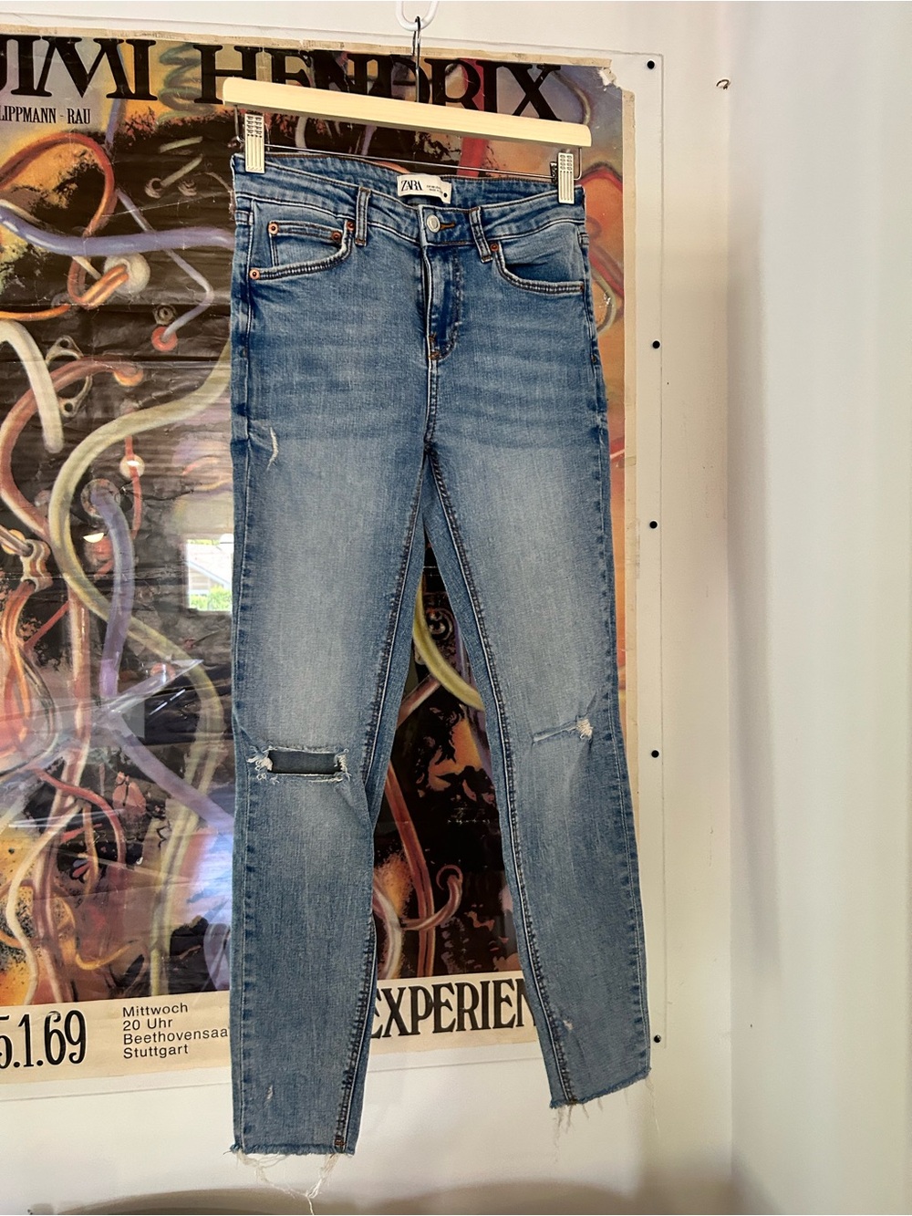 Zara Light Blue Distressed Skinny Jeans